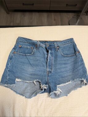 Levi's Light Blue Distressed Denim Cutoff Shorts